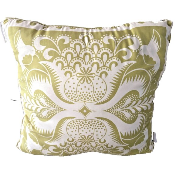 Jonathan Adler Happy Home Silk Pillow Cover 18" x 18" Apple Green Paisley - Picture 2 of 8